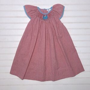 PETITE POMME Smocked Crab Seersucker Gingham Dress